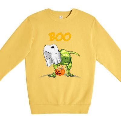 Ghost Dinosaur T Rex Funny Boo Halloween Pumpkin Premium Crewneck Sweatshirt