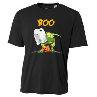 Ghost Dinosaur T Rex Funny Boo Halloween Pumpkin Cooling Performance Crew T-Shirt