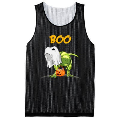 Ghost Dinosaur T Rex Funny Boo Halloween Pumpkin Mesh Reversible Basketball Jersey Tank