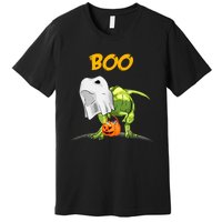 Ghost Dinosaur T Rex Funny Boo Halloween Pumpkin Premium T-Shirt