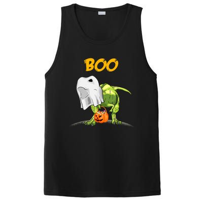 Ghost Dinosaur T Rex Funny Boo Halloween Pumpkin PosiCharge Competitor Tank