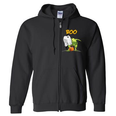 Ghost Dinosaur T Rex Funny Boo Halloween Pumpkin Full Zip Hoodie