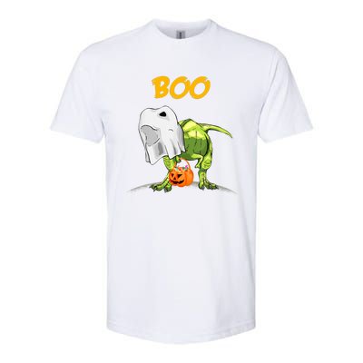 Ghost Dinosaur T Rex Funny Boo Halloween Pumpkin Softstyle CVC T-Shirt