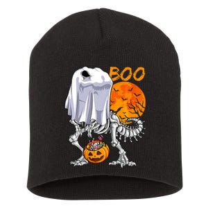 Ghost Dinosaur T Rex Skeleton Boo Halloween Trick Sweat Short Acrylic Beanie