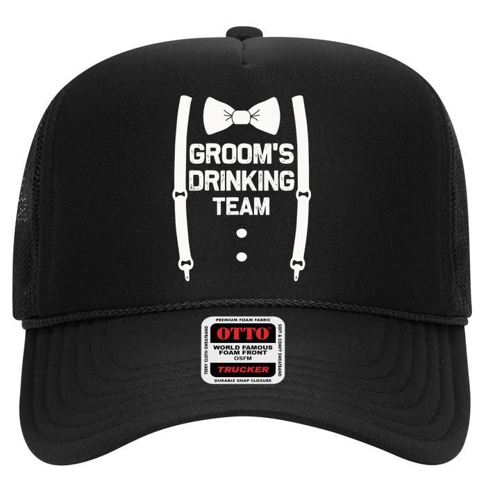 Groom's Drinking Team | Bachelor Party Squad | Wedding High Crown Mesh Back Trucker Hat