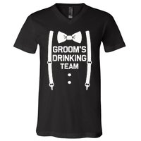 Groom's Drinking Team | Bachelor Party Squad | Wedding V-Neck T-Shirt