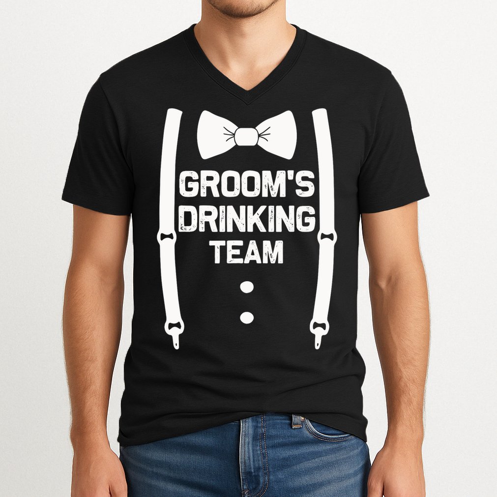 Groom's Drinking Team | Bachelor Party Squad | Wedding V-Neck T-Shirt