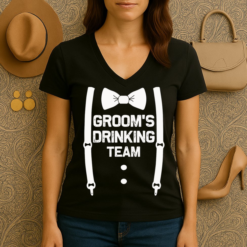 Groom's Drinking Team | Bachelor Party Squad | Wedding Women's V-Neck T-Shirt