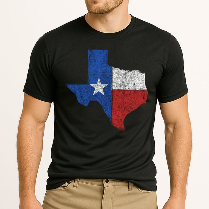 Grunge Distressed Texas Logo Cooling Performance Crew T-Shirt