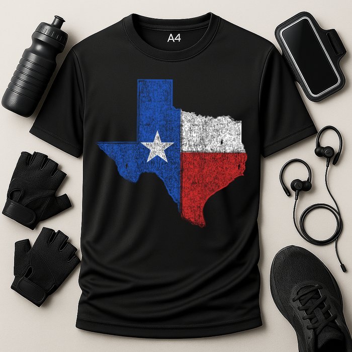 Grunge Distressed Texas Logo Cooling Performance Crew T-Shirt