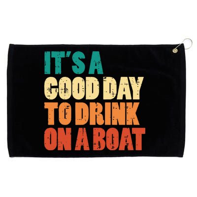 Good Day To Drink On Boat Retro Pontoon Boater Dad Grommeted Golf Towel