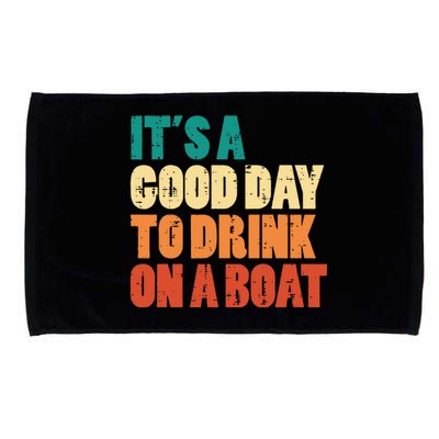 Good Day To Drink On Boat Retro Pontoon Boater Dad Microfiber Hand Towel