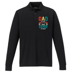 Gamer Dad T Design Performance Long Sleeve Polo