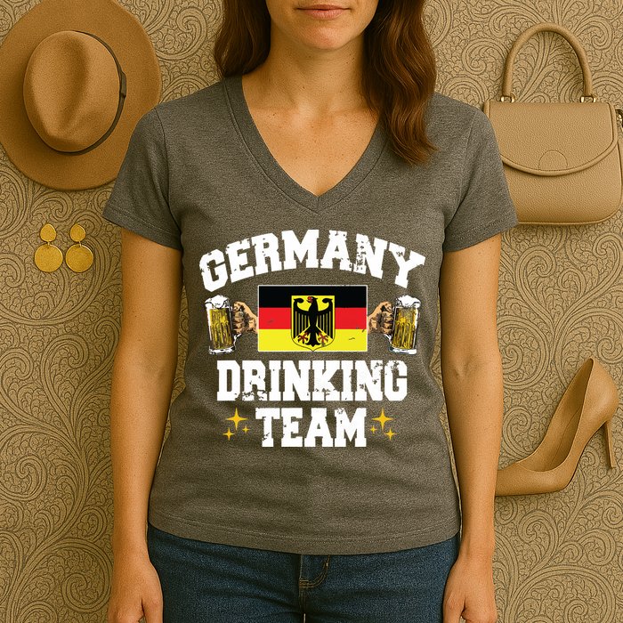 Germany Drinking Team Germany Beer Festivals Oktoberfest Women's V-Neck T-Shirt