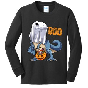 Ghost Dinosaur T Rex Funny Boo Halloween Boys Men Pumpkin Tshirt Kids Long Sleeve Shirt