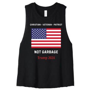 Garbage Donald Trump Maga Republican Veteran Christian Patriot Women's Racerback Cropped Tank