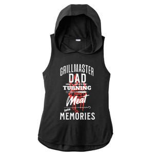 Grillmaster Dad Turning Meat Into Memories Ladies PosiCharge Tri-Blend Wicking Draft Hoodie Tank