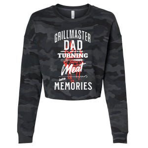 Grillmaster Dad Turning Meat Into Memories Cropped Pullover Crew