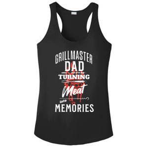 Grillmaster Dad Turning Meat Into Memories Ladies PosiCharge Competitor Racerback Tank