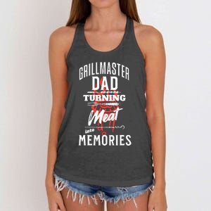 Grillmaster Dad Turning Meat Into Memories Women's Knotted Racerback Tank