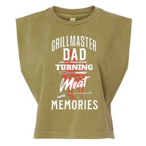 Grillmaster Dad Turning Meat Into Memories Garment-Dyed Women's Muscle Tee