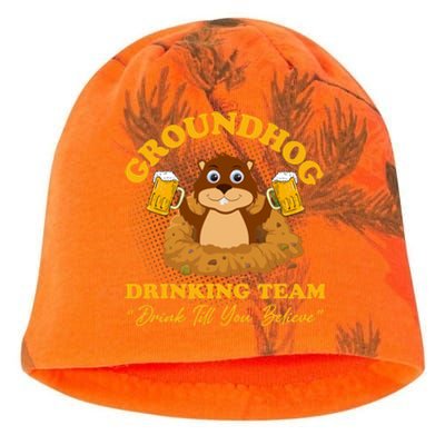 Groundhog Drinking Team Drink Till You Believe Groundhog Day Kati - Camo Knit Beanie