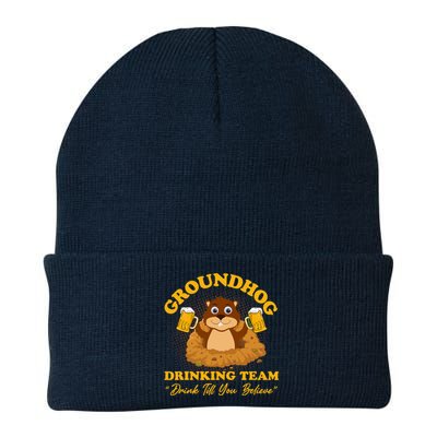 Groundhog Drinking Team Drink Till You Believe Groundhog Day Knit Cap Winter Beanie