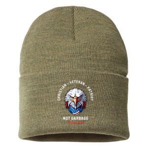 Garbage Donald Trump Maga Republican Veteran Christian Patriot Sustainable Knit Beanie