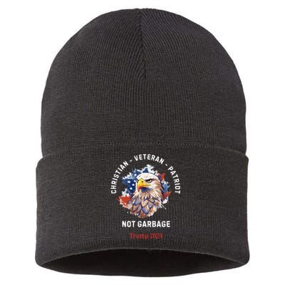 Garbage Donald Trump Maga Republican Veteran Christian Patriot Sustainable Knit Beanie