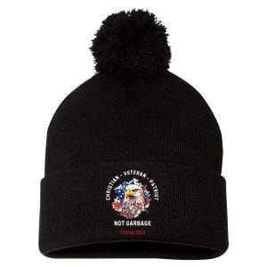 Garbage Donald Trump Maga Republican Veteran Christian Patriot Pom Pom 12in Knit Beanie