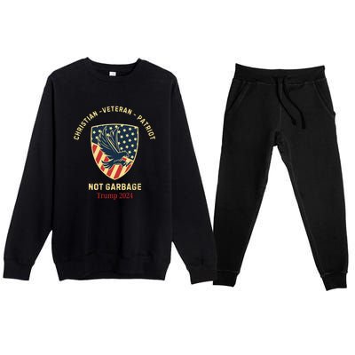 Garbage Donald Trump Maga Republican Veteran Christian Patriot Premium Crewneck Sweatsuit Set