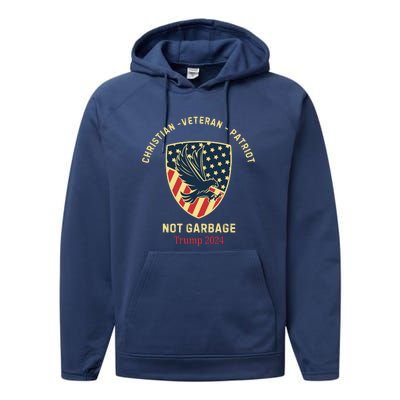 Garbage Donald Trump Maga Republican Veteran Christian Patriot Performance Fleece Hoodie