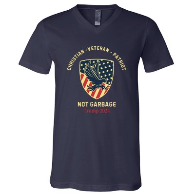 Garbage Donald Trump Maga Republican Veteran Christian Patriot V-Neck T-Shirt