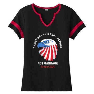 Garbage Donald Trump Maga Republican Veteran Christian Patriot Ladies Halftime Notch Neck Tee