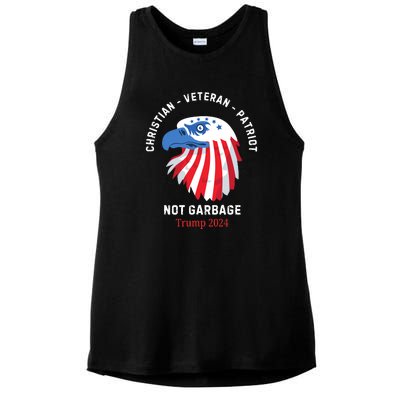 Garbage Donald Trump Maga Republican Veteran Christian Patriot Ladies PosiCharge Tri-Blend Wicking Tank