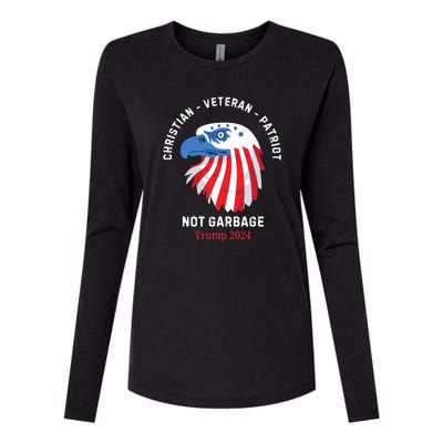 Garbage Donald Trump Maga Republican Veteran Christian Patriot Womens Cotton Relaxed Long Sleeve T-Shirt