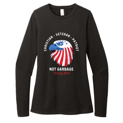 Garbage Donald Trump Maga Republican Veteran Christian Patriot Womens CVC Long Sleeve Shirt