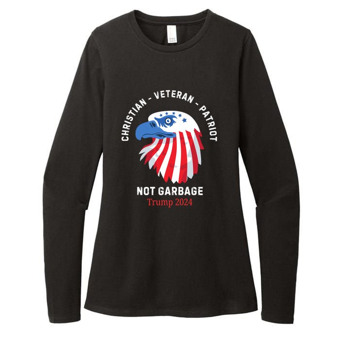 Garbage Donald Trump Maga Republican Veteran Christian Patriot Womens CVC Long Sleeve Shirt