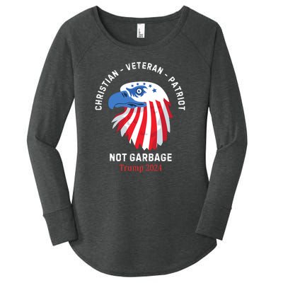 Garbage Donald Trump Maga Republican Veteran Christian Patriot Women's Perfect Tri Tunic Long Sleeve Shirt