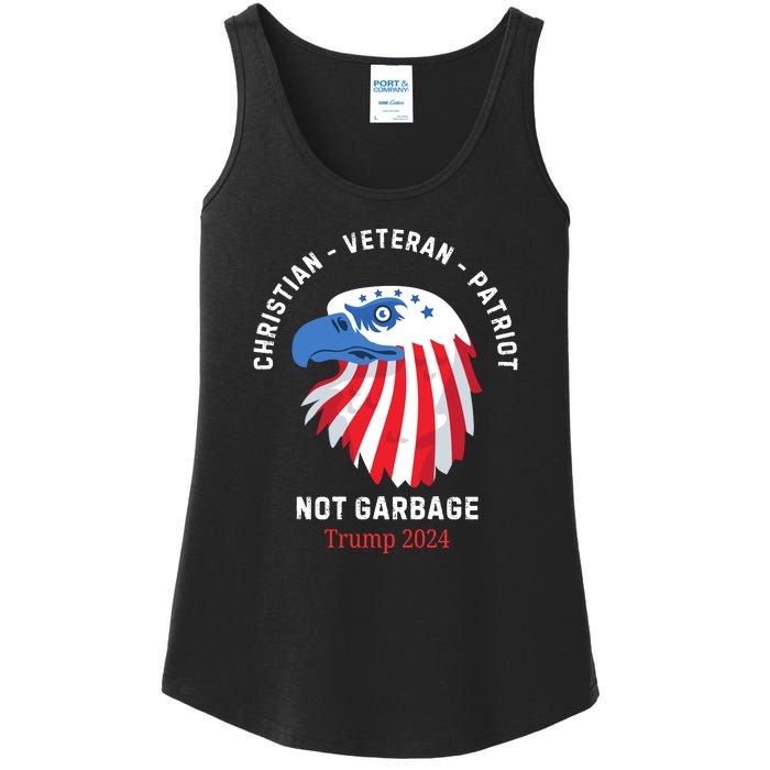 Garbage Donald Trump Maga Republican Veteran Christian Patriot Ladies Essential Tank