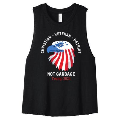 Garbage Donald Trump Maga Republican Veteran Christian Patriot Women's Racerback Cropped Tank