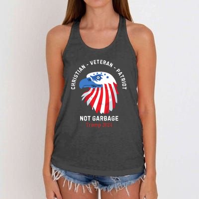 Garbage Donald Trump Maga Republican Veteran Christian Patriot Women's Knotted Racerback Tank