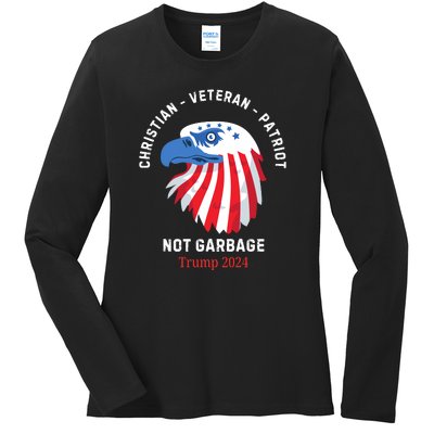 Garbage Donald Trump Maga Republican Veteran Christian Patriot Ladies Long Sleeve Shirt