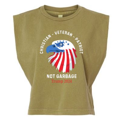 Garbage Donald Trump Maga Republican Veteran Christian Patriot Garment-Dyed Women's Muscle Tee