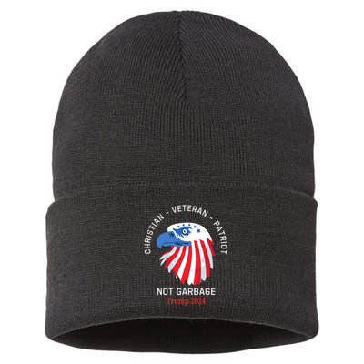 Garbage Donald Trump Maga Republican Veteran Christian Patriot Sustainable Knit Beanie