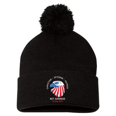 Garbage Donald Trump Maga Republican Veteran Christian Patriot Pom Pom 12in Knit Beanie