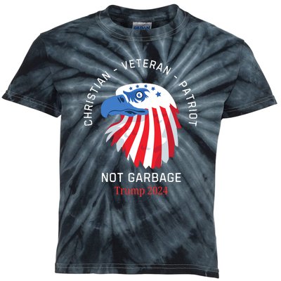 Garbage Donald Trump Maga Republican Veteran Christian Patriot Kids Tie-Dye T-Shirt