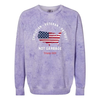 Garbage Donald Trump Maga Republican Veteran Christian Patriot Colorblast Crewneck Sweatshirt