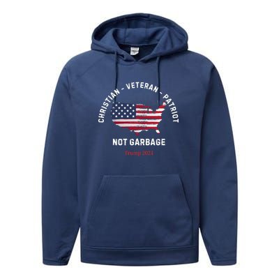 Garbage Donald Trump Maga Republican Veteran Christian Patriot Performance Fleece Hoodie