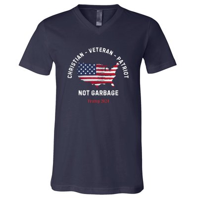 Garbage Donald Trump Maga Republican Veteran Christian Patriot V-Neck T-Shirt